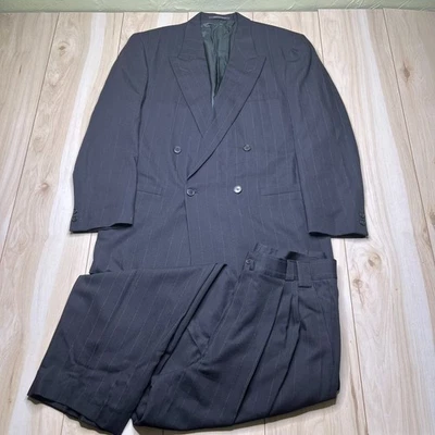 Traje Gianni Versace Couture Para Hombre Negro Rayas 2 Piezas Doble Pecho Talla 52EU Foto 1 de 4