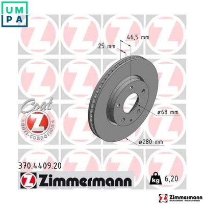 2x BRAKE DISC 370.4409.20 FOR MAZDA P5X4 1.5L S8Y1/S8Y2 1.8L 4cyl 3 - Image 1 of 4