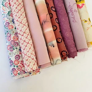 Bundle #159 Heart Vintage Silk Fabric Scraps Japanese Kimono Fabric Bag - Picture 1 of 5