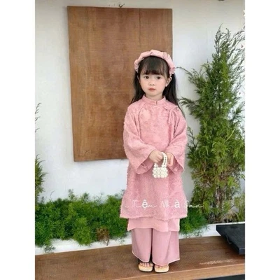 AO DAI PARA NIÑAS 5-6-7T AÑOS Rosa + Pantalones + Diadema Foto 1 de 4
