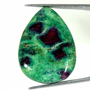 31.80Cts Natural Ruby in Fuchsite Pear Cabochon Loose Gemstone 23x31x5mm - Picture 1 of 5