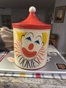 Vintage 50er Jahre Clown Keksdose von Decoware Blechdose Zirkuszelt - Bild 1 von 15