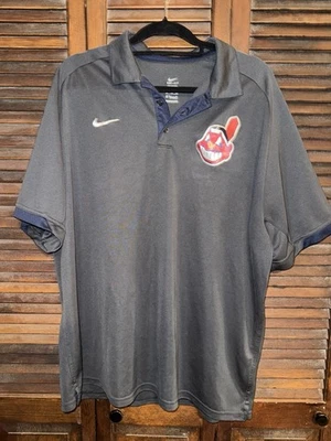 NIKE DRI-FIT CLEVELAND INDIANS GUARDIANS SHORT SLEEVE CHIEF WAHOO POLO SHIRT XXL - Image 1 of 4