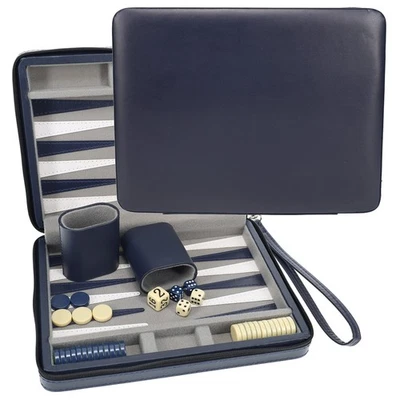 WE Games Magnetic Backgammon Set, Leatherette Case, Carrying Strap - Travel Size - Image 1 of 4