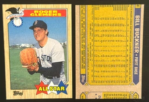 681)  1987 TOPPS ROGER CLEMENS ERROR BUCKNER BACK WITH CORRECT CARD CENTER MINT - Picture 1 of 2
