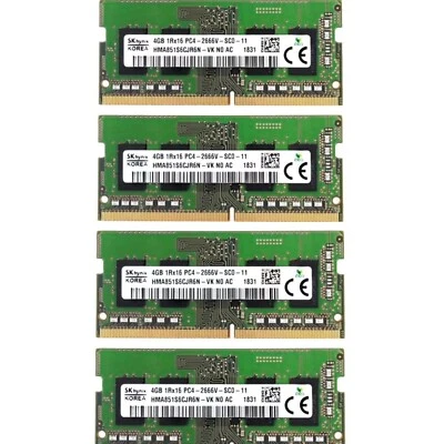 Hynix 16GB 4X4GB DDR4 PC4-21300 DDR4-2666MHz SODIMM Memory Ram HMA851S6CJR6N-VK - Image 1 of 4