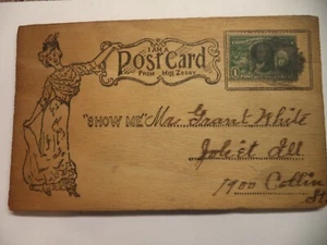 St. Louis World's Fair 1904 Wood postcard to Joliet Illinois Sept. 14 1904 - Picture 1 of 15