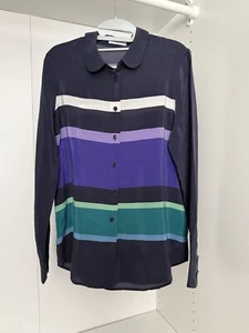 Women’s Equipment Peter Pan Collared Striped Silk Blouse Small NWOT - Picture 1 of 5