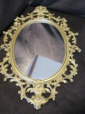 Vintage Burwood Hollywood Regency Gold Ornate Wall Mirror 4248 1970's 33”T - Image 1 of 4