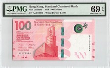 Hong Kong, Chartered Bank 2019 PMG Superb Gem UNC 69 EPQ 100 Dollars