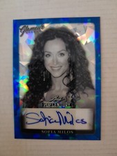 Sofia Milos /20 Blue Ice Glamour Graphs Autograph Card 2022 Leaf Pop Century