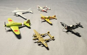 Lot of 6 Vintage Diecast Toy Military Propeller Airplanes, P-40/Messer Schmitt.. - Picture 1 of 21