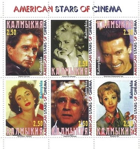 MICHAEL DOUGLAS MARILYN MONROE SCHWARZENNEGER MARLON BRANDO MNH STAMP SHEETLET - Picture 1 of 1