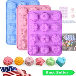 12-Cavity Flower Chocolate Silicone Molds - BPA-Free & Flexible for Baking - Picture 1 of 8