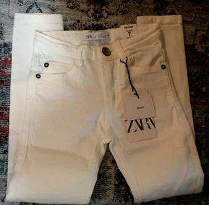 Girls ZARA Kids~WHT Denim~SkiNNy Jeans Pants Size 7~122 cm~5pockets~NWT~FreeShip - Picture 1 of 5