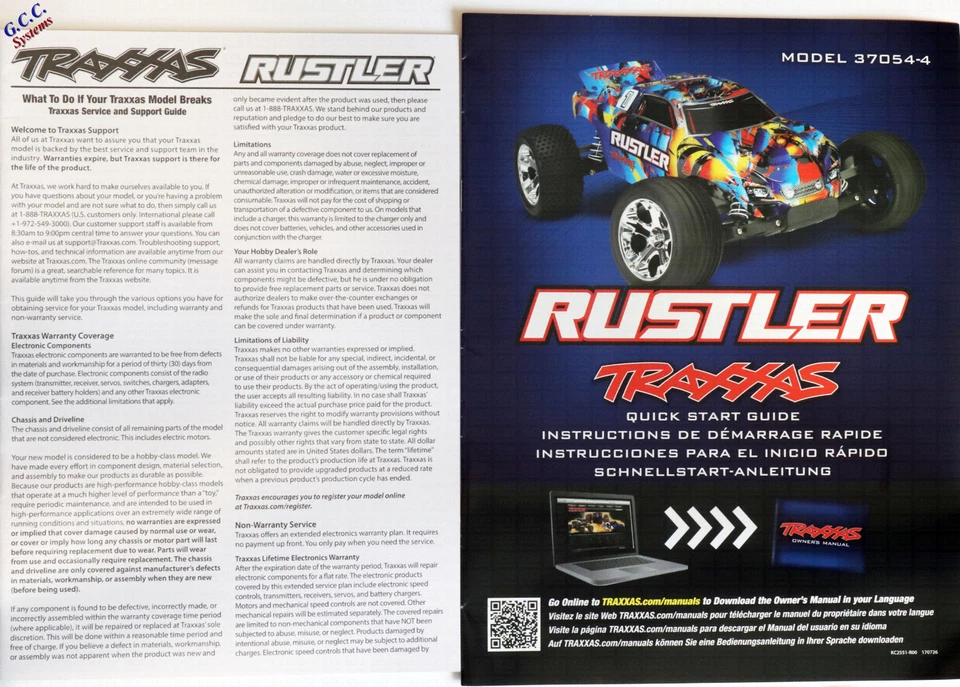 Traxxas Rustler Limited Edition 37054-4 Manual Pack - Brand New - Image 1 of 1