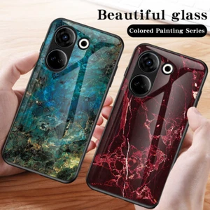 Para Tecno Camon 20 Pro 4G, Brillante Mármol Hybird Vidrio Suave Parachoques Estuche Cubierta - Imagen 1 de 10