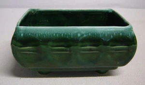Vtg Cookson Pottery #557 Verigated Green Footed Planter Rectangular 7"x5"x4" - Picture 1 of 12