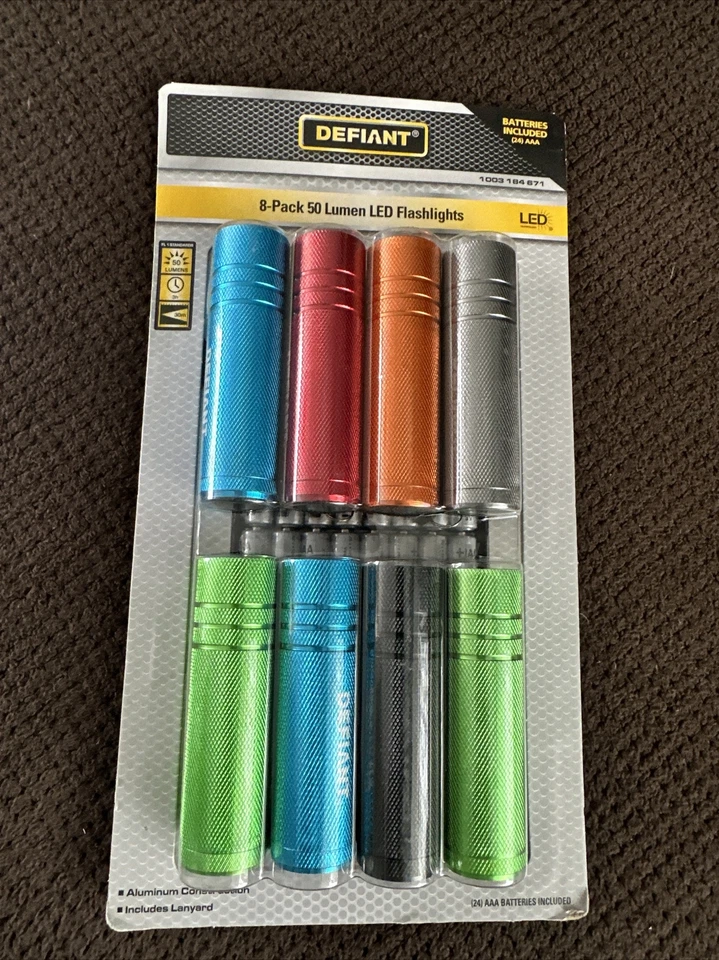 8 Mini 50 Lumen LED Flashlight Combo 8-pack Portable Battery Power Flash Light