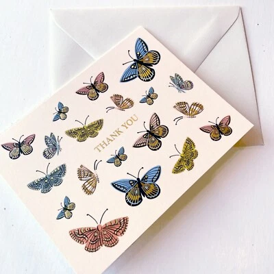 RIFLE PAPER CO. Thank You Card & Envelope - "MONARCH" Butterfly Gold A2, Blank - Image 1 of 4