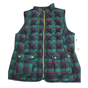 St. John's Bay Womens Poly Filled Tartan Plaid Vest Size M Green NWT - Picture 1 of 5