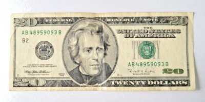 1996 $20 Twenty Dollar Bill Federal Reserve Note, serial # AB48959093B - Image 1 of 2