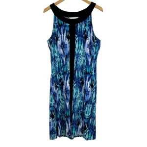 Abito donna Peter Nygård grande blu Ikat senza maniche linea A - Foto 1 di 4