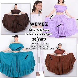 Gonna Wevez Tribal Fusion 25 iarde cotone tribale/ATS/pancia/danza/gonna a 4 strati - Foto 1 di 92
