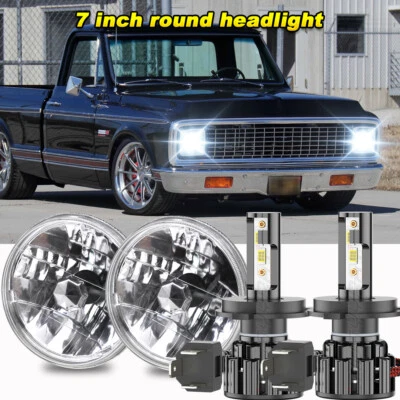 For 1967-1972 Chevy C10 4x 7 inch LED Headlights Round DOT Approved Hi/Lo Lamp - Image 1 of 4