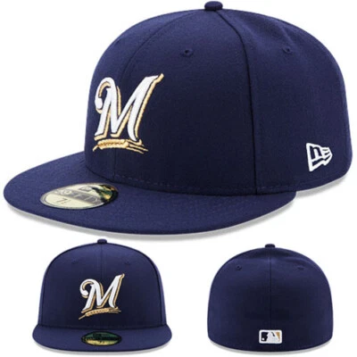 New era Milwaukee Brewers Navy Fitted Hat MLB 2017 Kids Youth Boys Classic Cap - Image 1 of 4