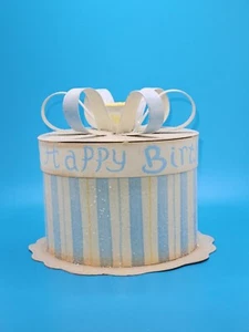 "Happy Birthday" Round Metal Storage With Candleholder Box - Picture 1 of 9