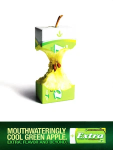 EXTRA GUM AD #22 MAGAZINE promo AD 2005 MOUTHWATERINGLY COOL GREEN APPLE - Picture 1 of 3