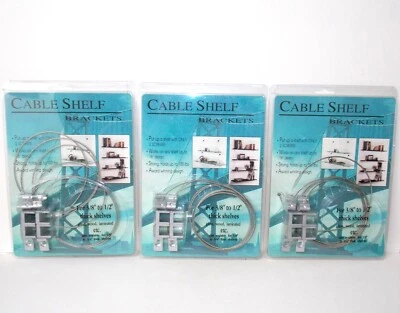 Lote de 3 soportes de estante de cable para estantes de 3/8" a 1/2" de espesor con accesorios de aluminio Foto 1 de 4