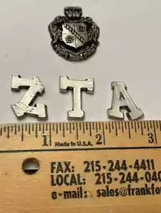 Zeta Tau Alpha Pewter Square Crest Shield and Greek Letter Set - Picture 1 of 1