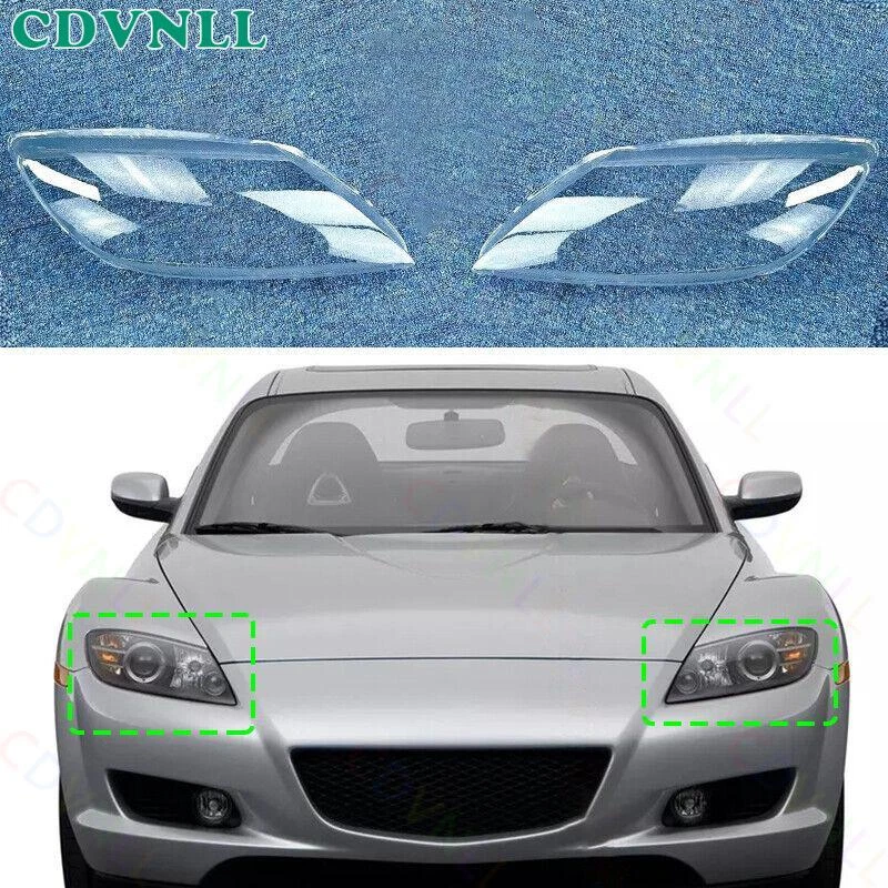 Par de cubiertas de lente de faros para Mazda RX-8 cupé 2004-2008 pegamento sellador de pantalla Foto 1 de 4