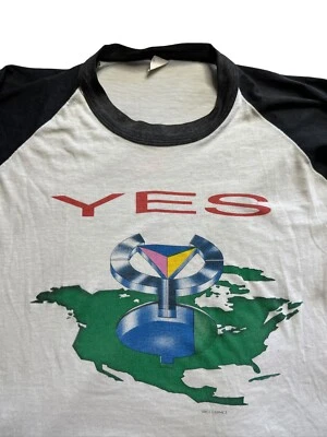 Vintage 1984 Yes Shirt - World Tour 80s Raglan Vtg Large Band Rock - Image 1 of 4