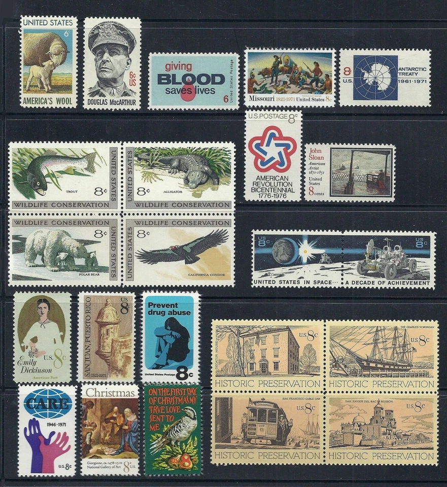 US, 1971 Year set, 23 stamps,  MNH - Image 1 of 1