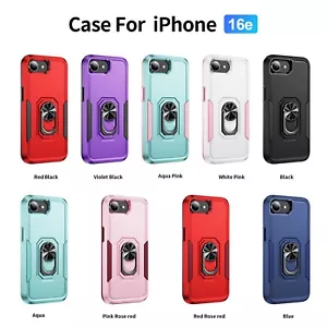 For iPhone 16e 15 14 13 12 Pro Max Magnetic Rotation Ring Stand Hard Phone Case - Picture 1 of 112