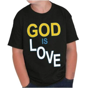 Cool Christian Faith Religious God is Love Youth Crewneck T Shirts Boy or Girl - Picture 1 of 7
