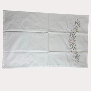 Hand Embroidered Pillow Case Floral Standard NWOT bv - Picture 1 of 3