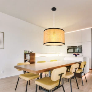 Hängelampe Pendelleuchte Deckenlampe Esszimmer Korbgeflecht Bambus Optik D 45 cm - Bild 1 von 10