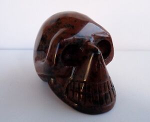 BROWN JADE HAND CARVED SKULL HEAD W/ AMAZING DETAILS / SIZE 2 1/4'' BY 1 3/4'''