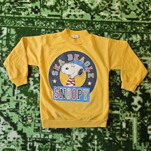 Vtg Snoopy Shirt Toddler Kid Sz 7 Woodstock Peanuts Sea Beagle Captain Ship Boat - Picture 1 of 10