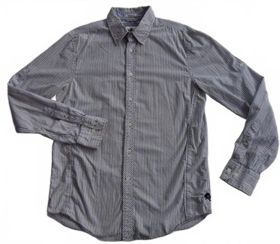 Camisa de vestir Express a rayas blancas con botones calce informal para hombre S (14-14,5) Foto 1 de 4