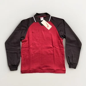 Nike Deadstock Small Size Black & Dark Red Collared Sweatshirt Centre Logo NWT - Picture 1 of 15