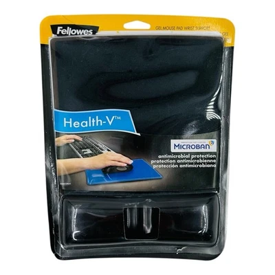 Fellowes Gel Wrist Support with Attached Mouse Pad 8.25" x 9.87" Black - Image 1 of 4
