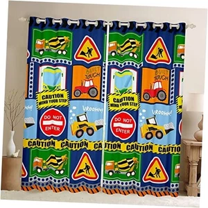 Kids Construction Curtains for Bedroom Living 42"W x 84"L (Pack of 2) Multi 24 - Picture 1 of 8