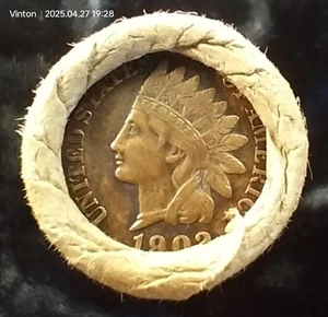 1902 Indian Head And 1910s Lincoln Wheat Ends Unopened .50¢ Penny Roll - Picture 1 of 5