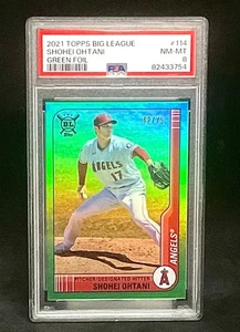 Topps Big League 2021 - Shohei Ohtani #114 lámina verde #42/75 PSA 8 - Imagen 1 de 2