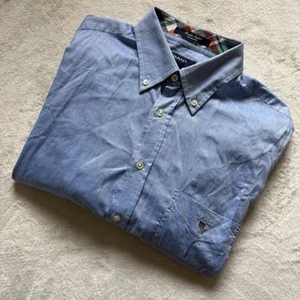 Gant Shirt Mens XL Heather Oxford Button Up Regular Fit Single Pocket Blue - Picture 1 of 9